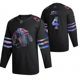 Chicago Blackhawks Seth Jones 4 2021-22 Schillerndes holografisches Schwarz Trikot Authentic - Herren